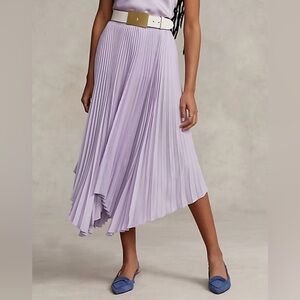 New Polo Ralph Lauren Pleated Georgette Handkerchief Midi Skirt size 10
